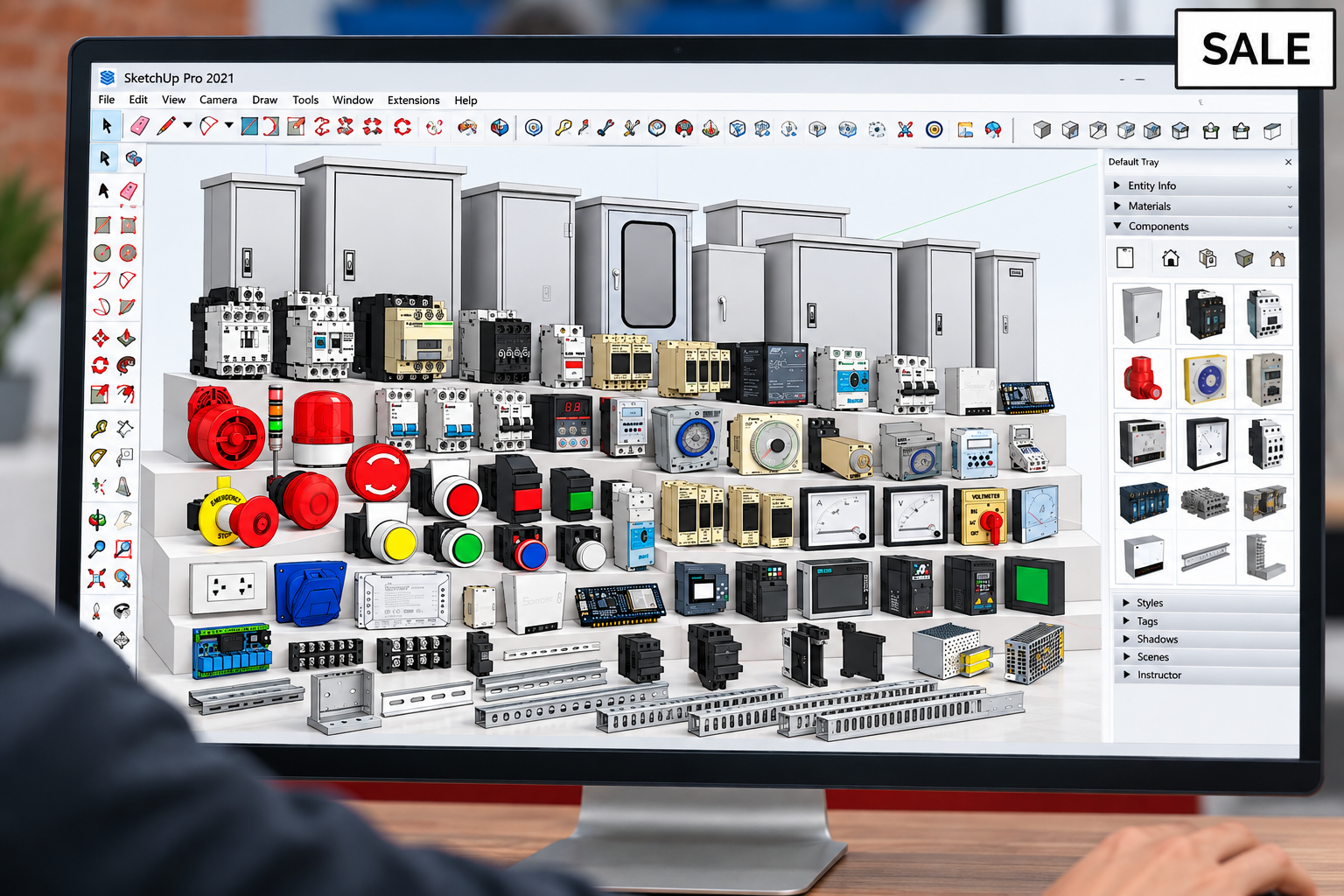 WP Control Panel Suite – ชุดปลั๊กอิน SketchUp ออกแบบตู้คอนโทรล BOQ + เดินสายไฟ 3D